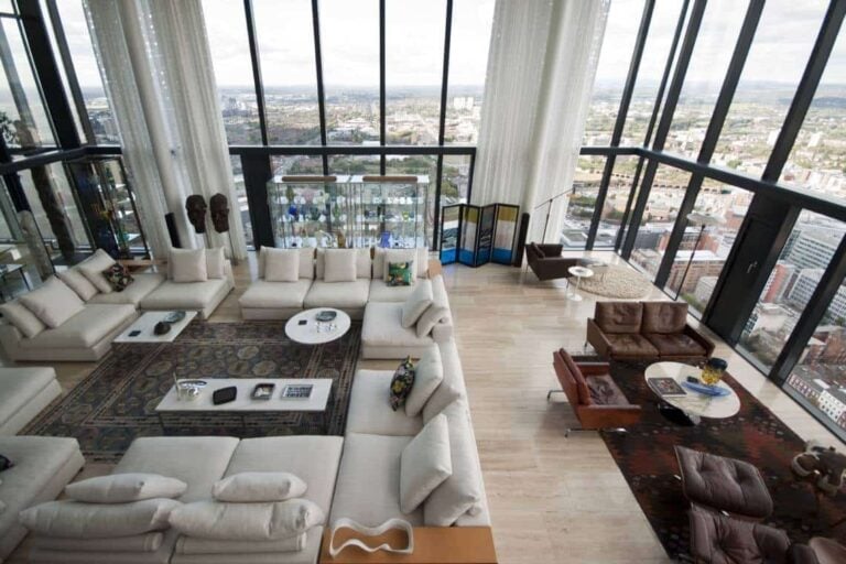 Crestron-controlled reception room, Beetham Tower penthouse, Manchester