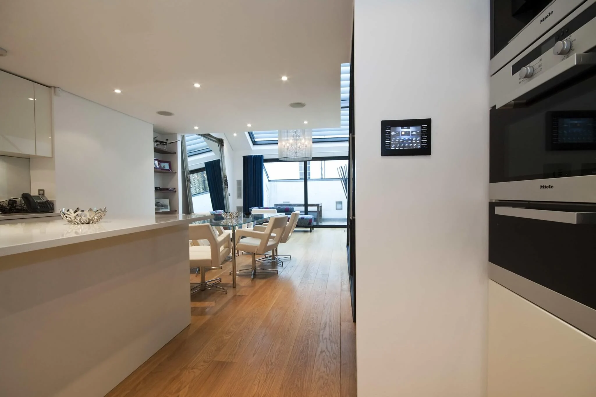 Crestron touchpanel in the kitchen, Baker Street townhouse, London