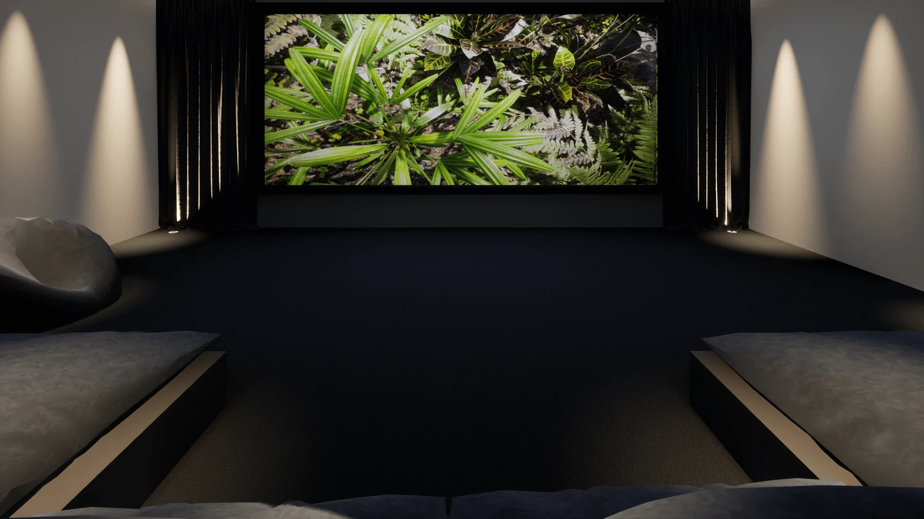 Home entertainment complex cinema with Lutron lighting scenes, Prestbury, Cheshire