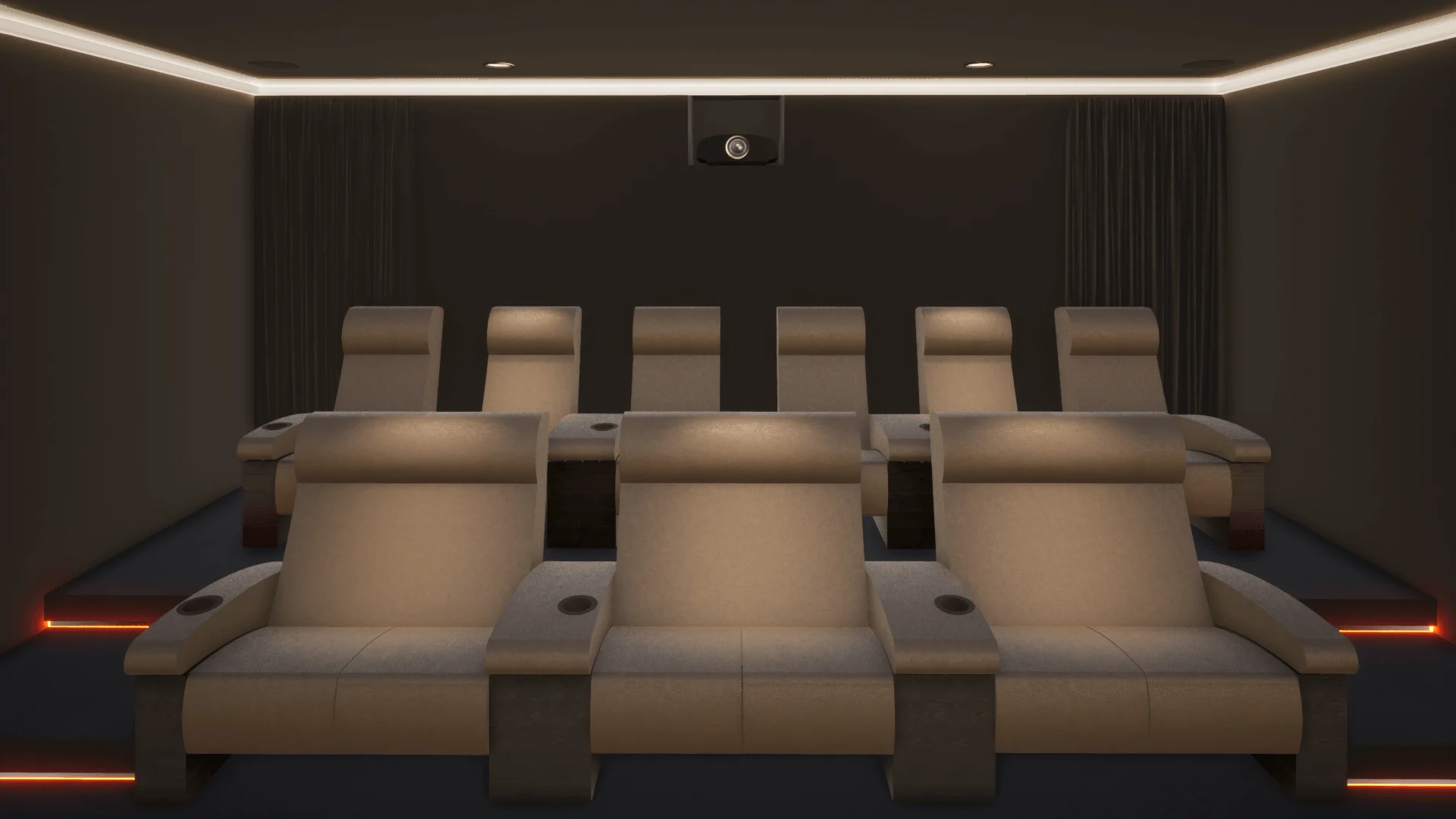 Al Barari villa basement home cinema with a 4m screen, Dubai