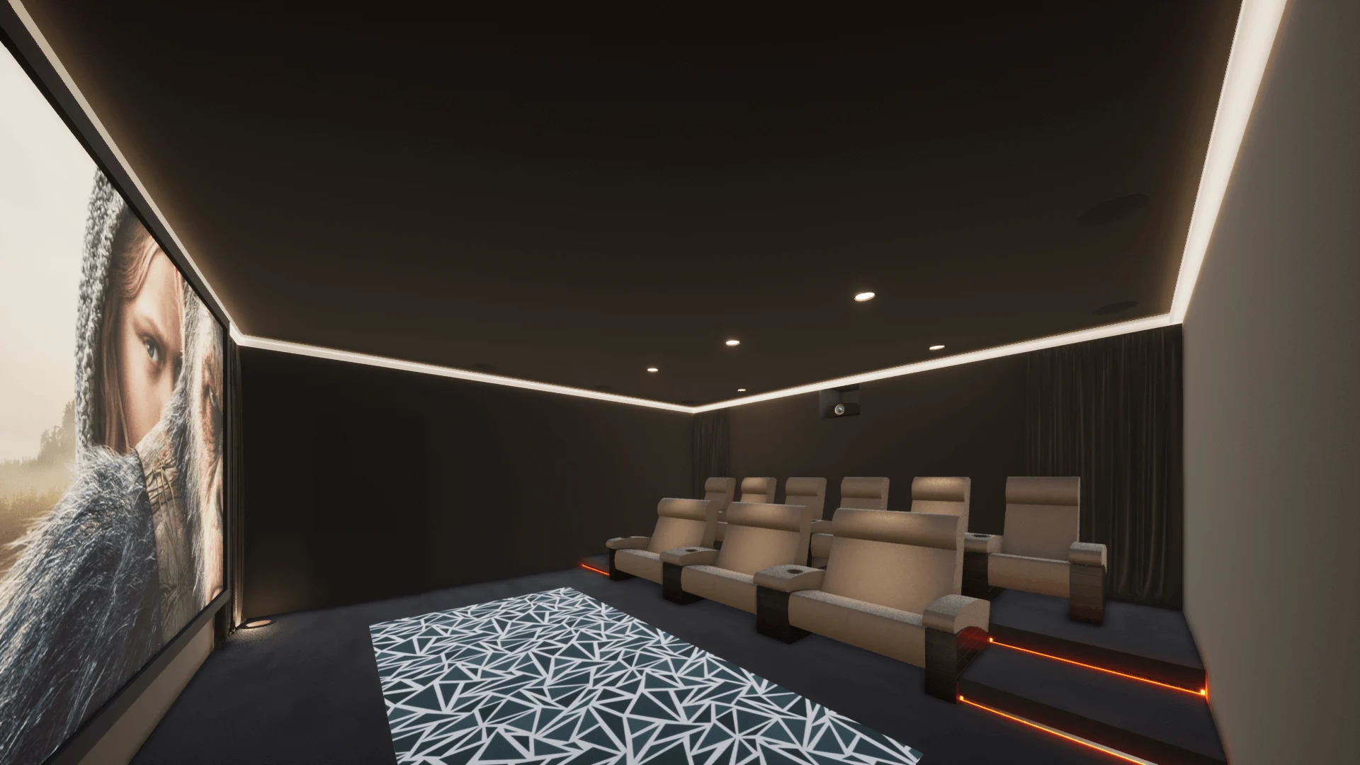 Al Barari villa basement cinema lighting, Dubai