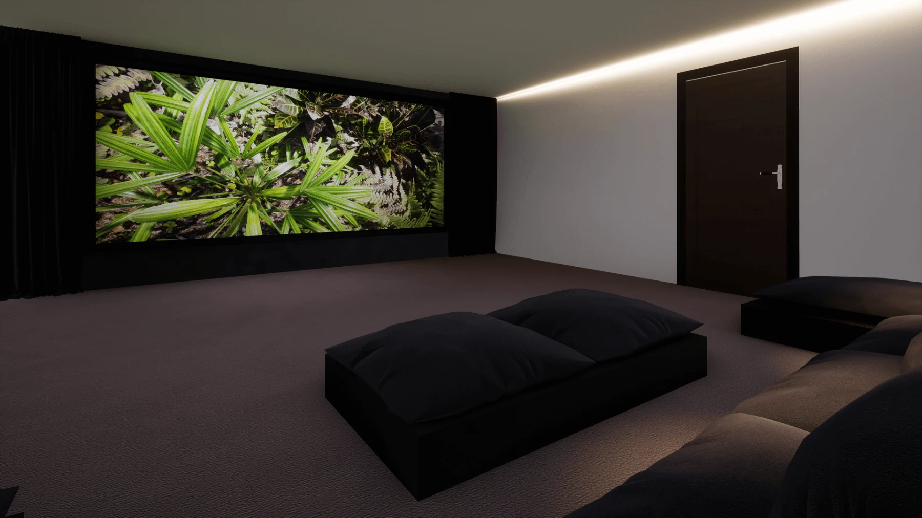 Garage conversion home cinema with Lutron cinema lighting, Hale, Cheshire