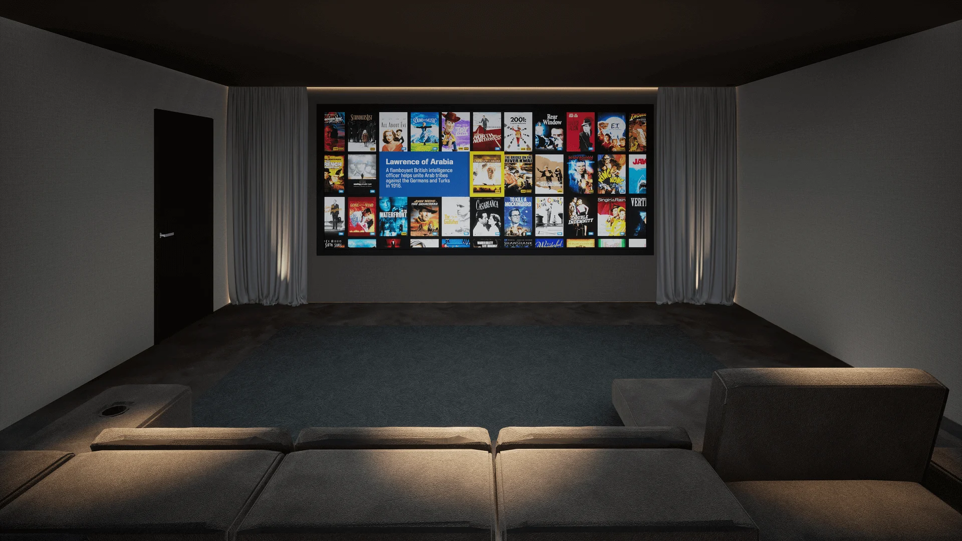 Home cinema room District One Dubai — Crestron whole-villa automation, Artcoustic, 4K projection