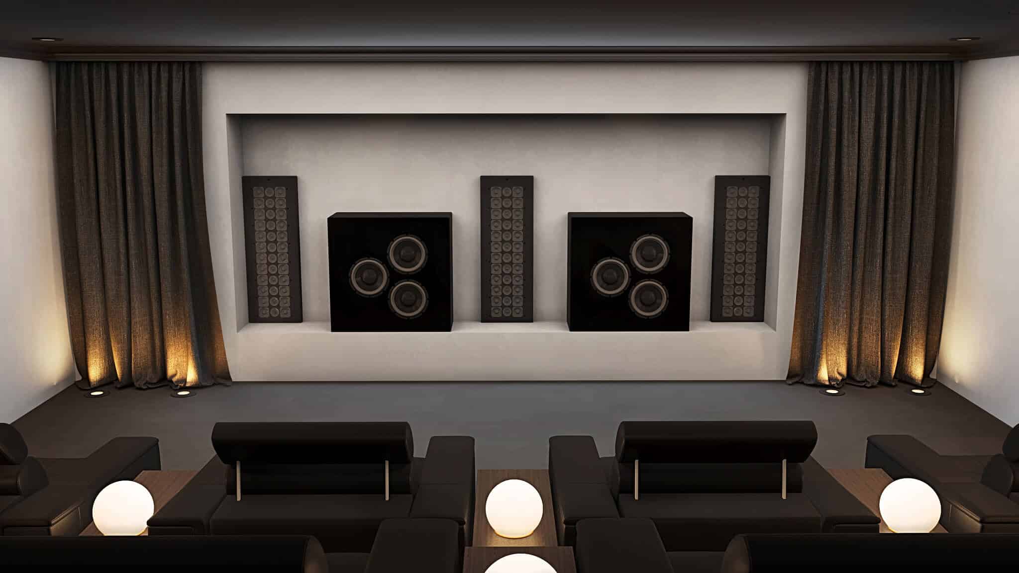 Surrey Home Cinema Room Showing Front Speakers