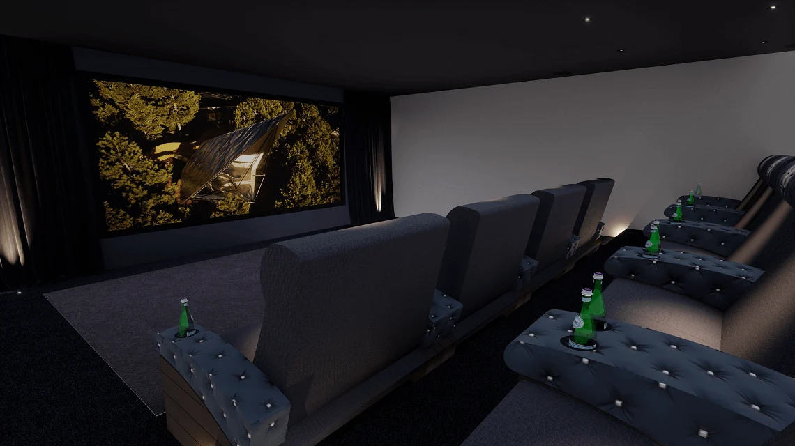Bowers and Wilkins Custom Theater 800 home cinema room — 18 seats, 8 subwoofers, 9 surround speakers, 4 height speakers