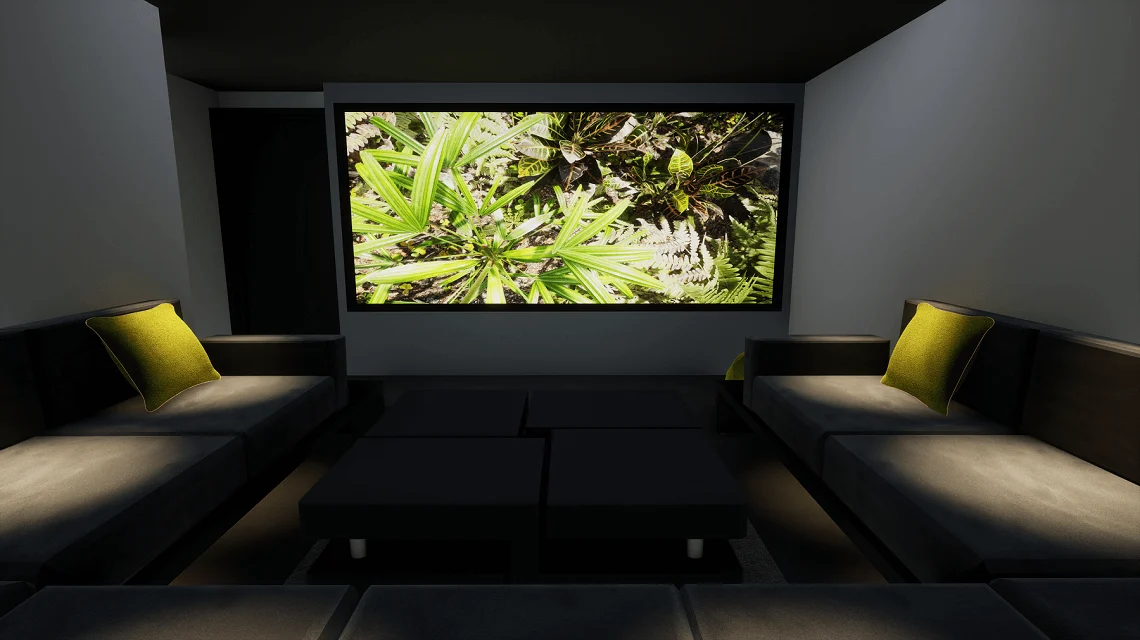Garage home cinema room Mill Hill London — compact space, Artcoustic surround, high sound pressure levels