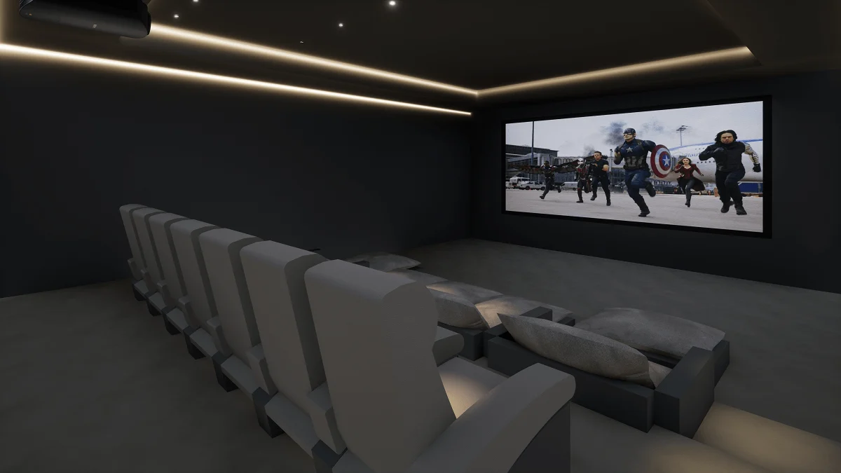 Luxury home cinema Abuja Nigeria — Sony VPL-GTZ380 10000 lumen laser, 5m screen, Artcoustic, Trinnov, Kaleidescape