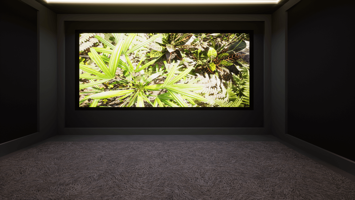 150 inch projector screen with speakers behind