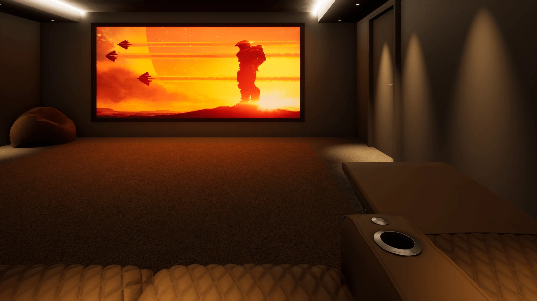 Garage Home Cinema Conversion — View from Seating