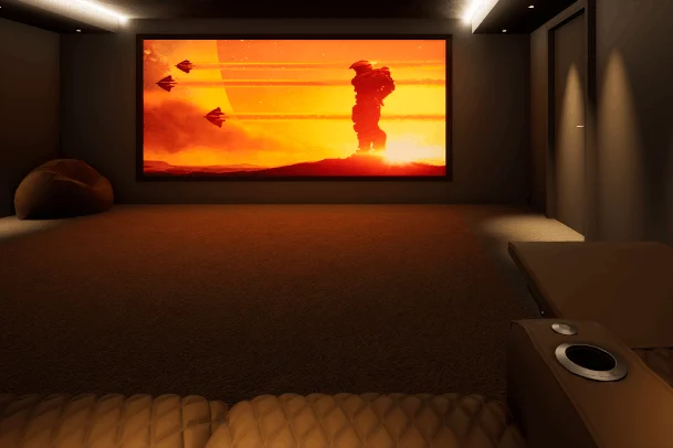 Luxury garage home cinema conversion in Cheshire with Home Cinema Modules seating