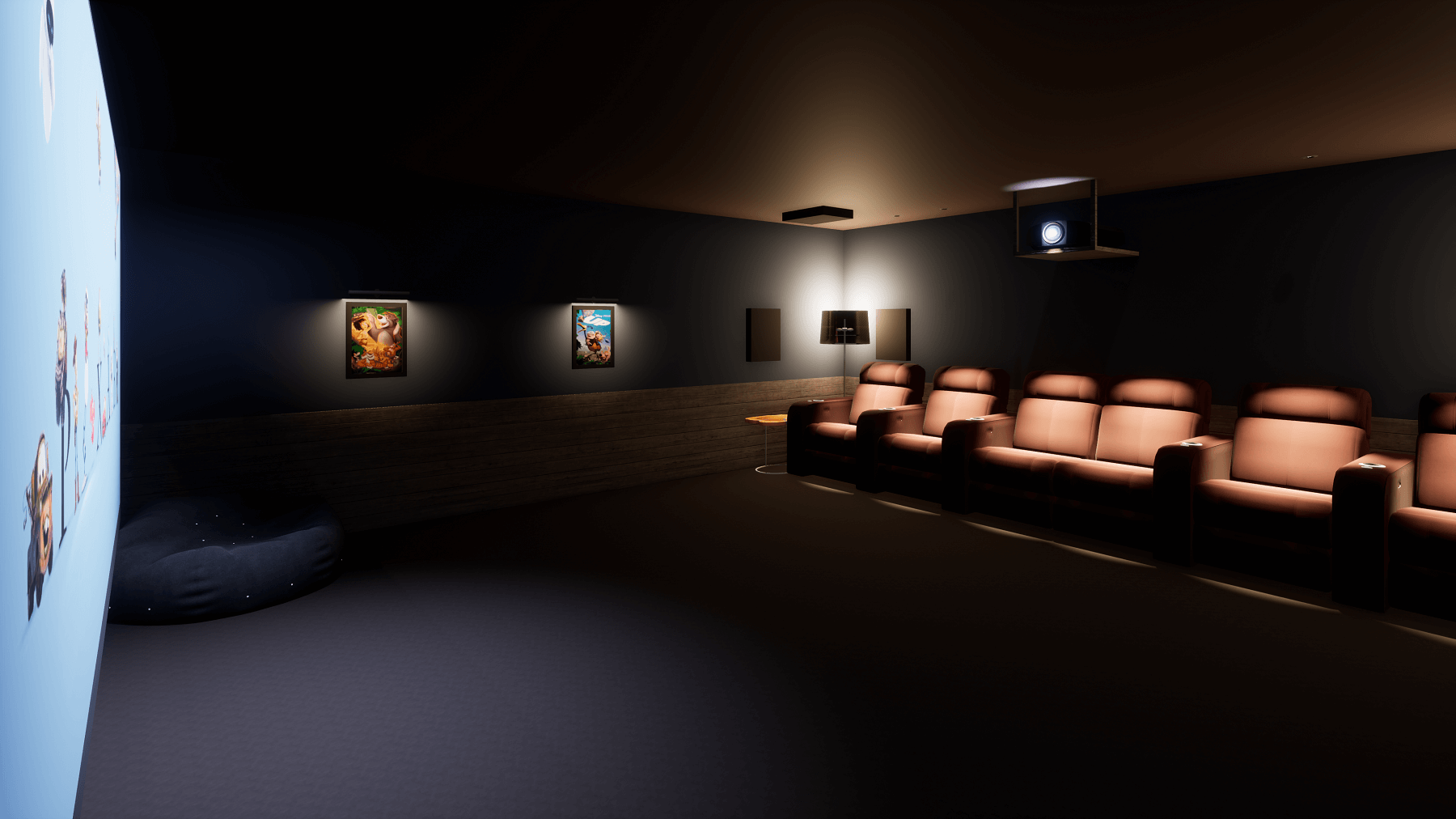Private Home Cinema Room in Chatel, Wide View