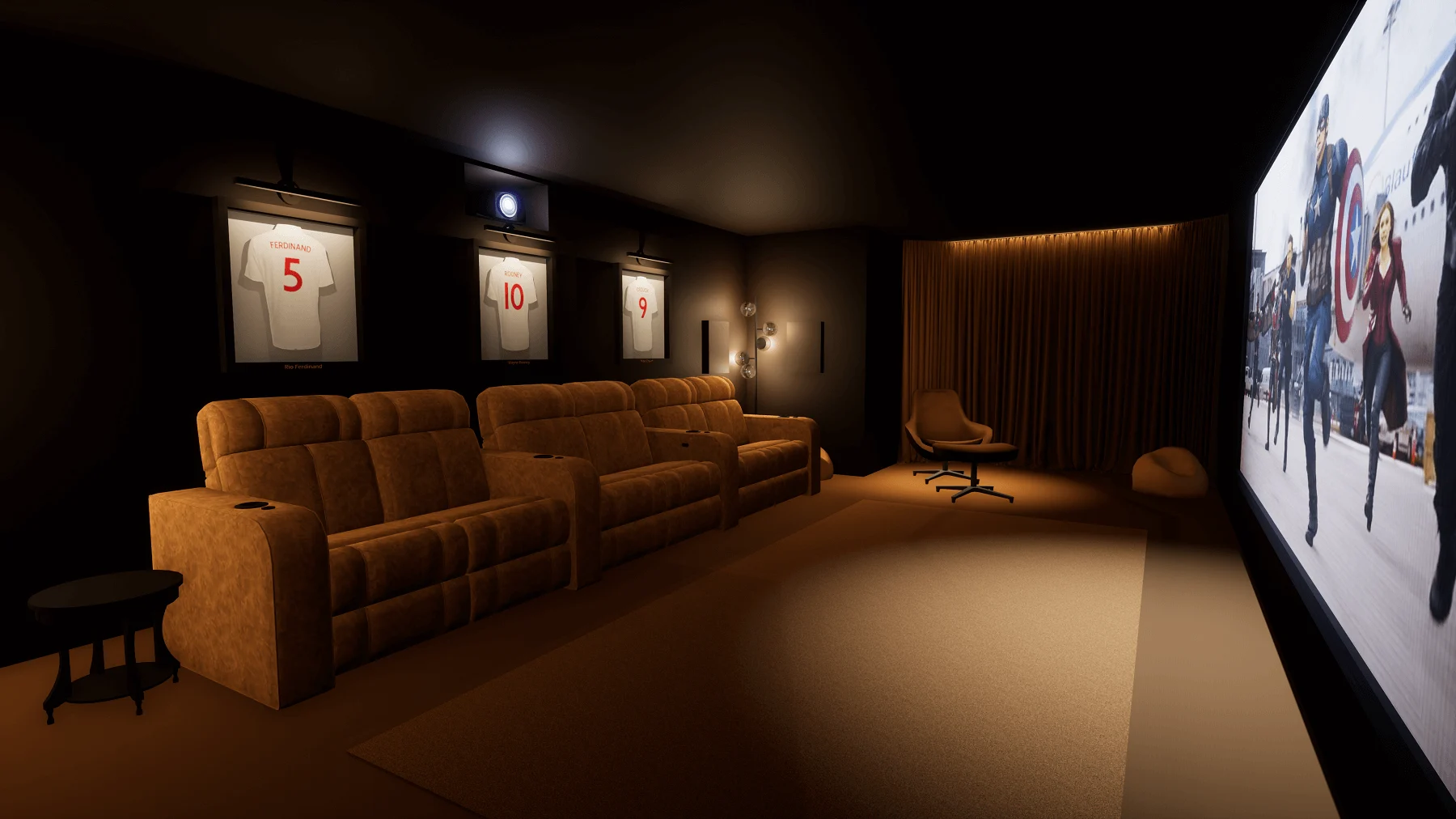 Home cinema with speakers colour-matched to the paint, Knutsford, Cheshire
