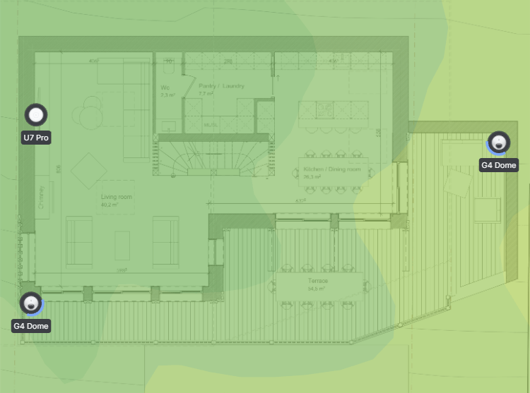 Typical Wifi heatmap for a chalet in Morzine.