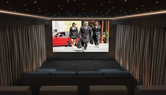 Glass-walled garden cinema studio near Knutsford, Cheshire