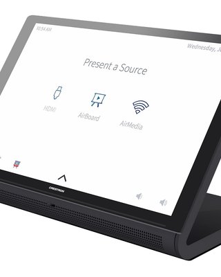 AI-controlled Crestron touchpanel in a smart home