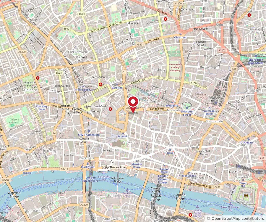 Map showing the Custom Controls London office at 88 Wood Street, EC2V 7RS, near London Wall in the City of London