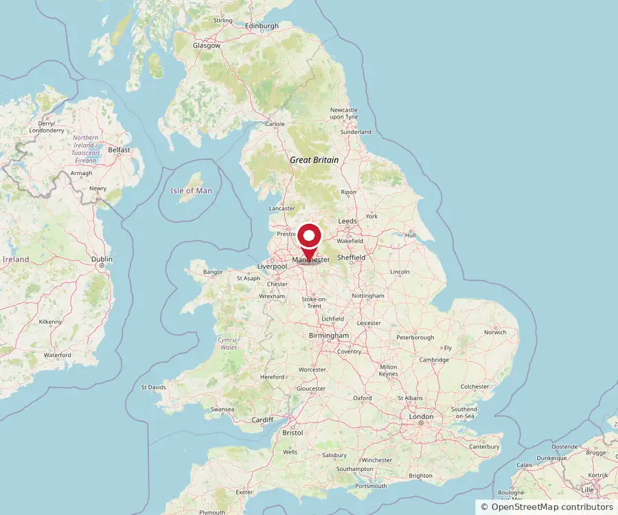 Map showing the location of the Custom Controls Cheshire and Manchester office in the north west of England